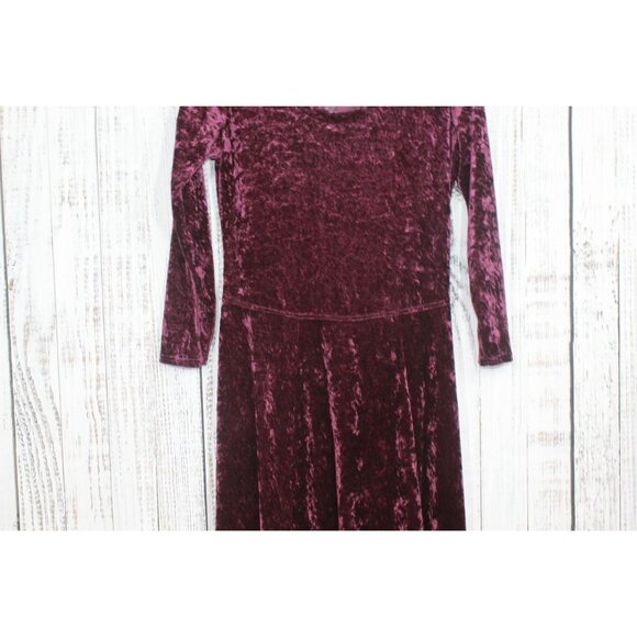 Vintage Rabbit Rabbit Rabbit Maroon Velvet Stretch Maxi Dress Size 12 - Picture 3 of 11